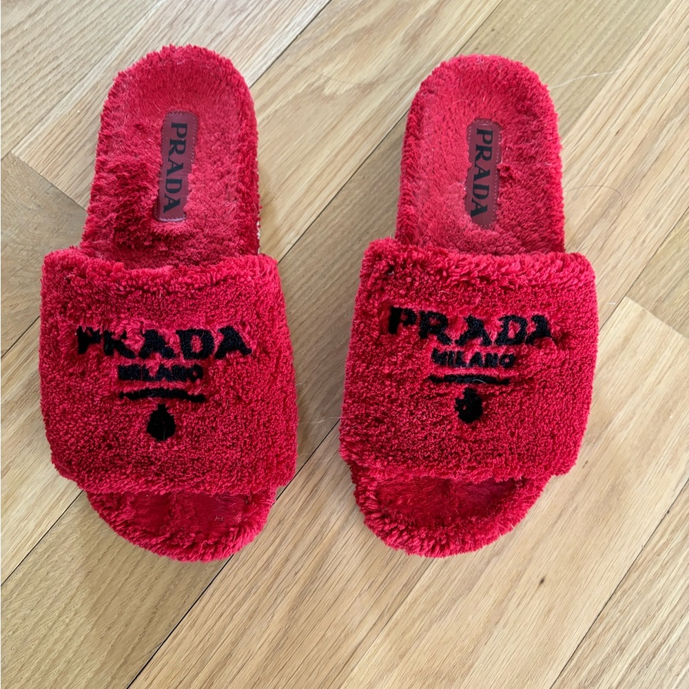 Prada red slides Size 8